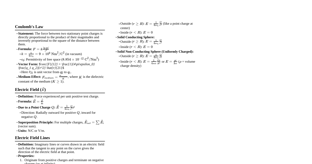 Electric Fields & Lines