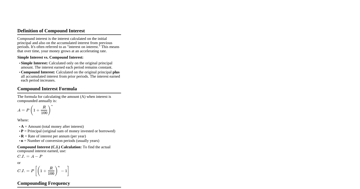 Compound Interest (ICSE 9)