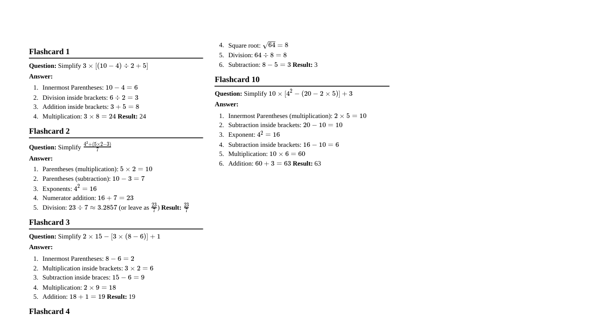 Order of Operations Flashcards