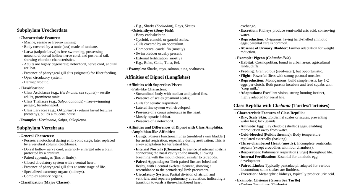 Zoology Cheatsheet (BSc Level)
