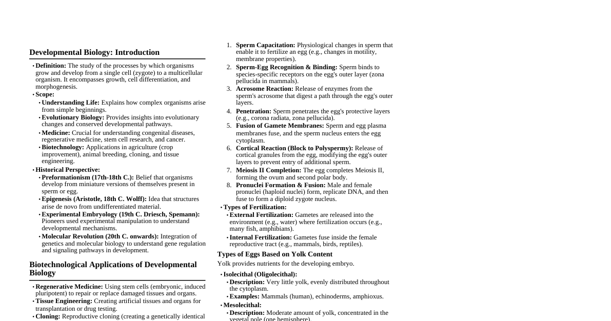 Developmental Biology Basics