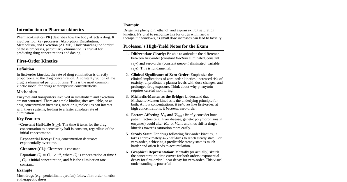 Pharmacokinetics: Orders & Sat