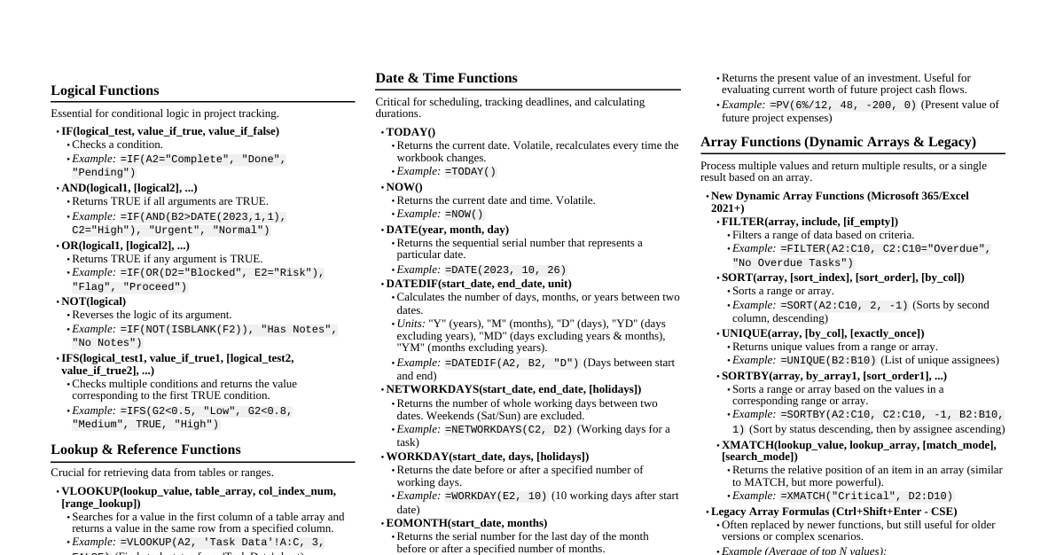 Excel for Project Management