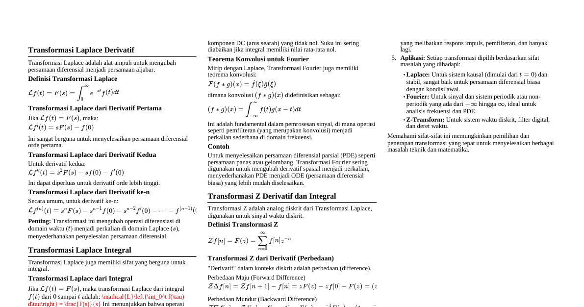 Transformasi Derivatif & Integ
