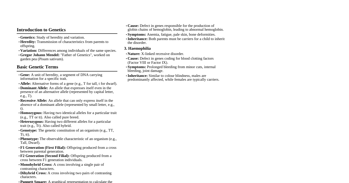 Genetics (ICSE Class X)