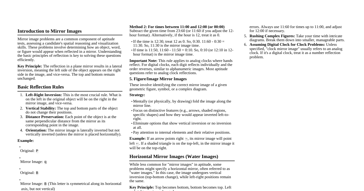 Mirror Images Aptitude