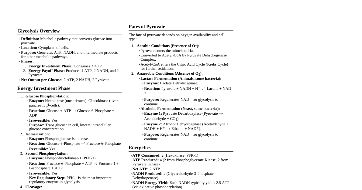 Glycolysis & Regulation