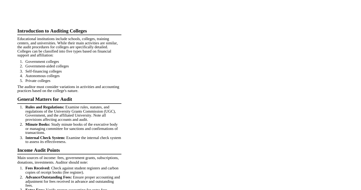 Auditing Educational Instituti