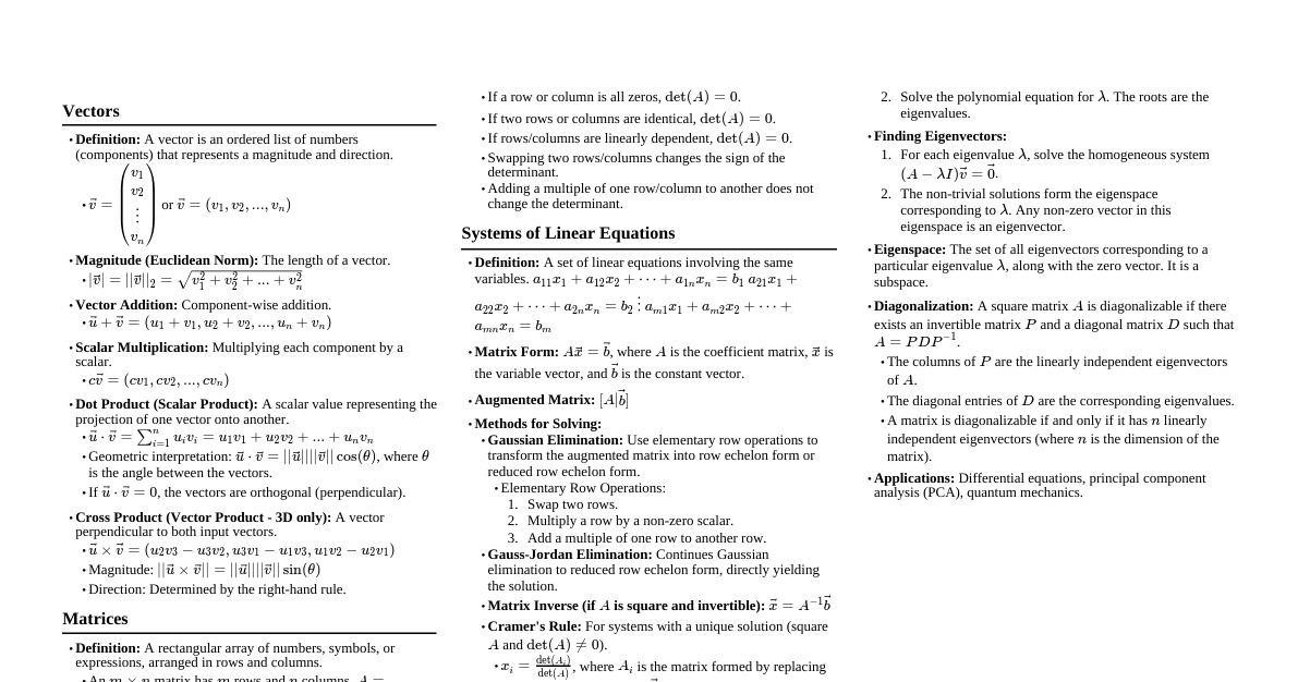 Linear Algebra Topics