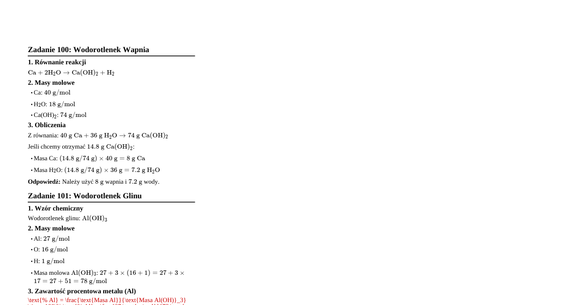 Chemia: Obliczenia stechiometr