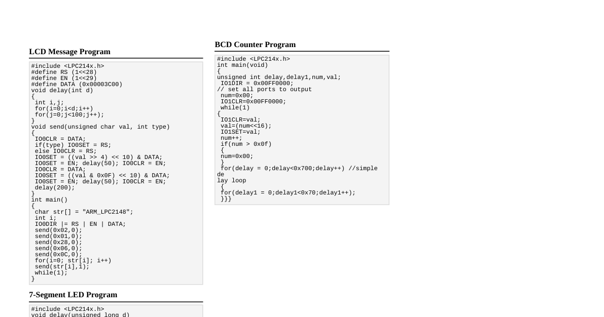 LPC214x Embedded Programs