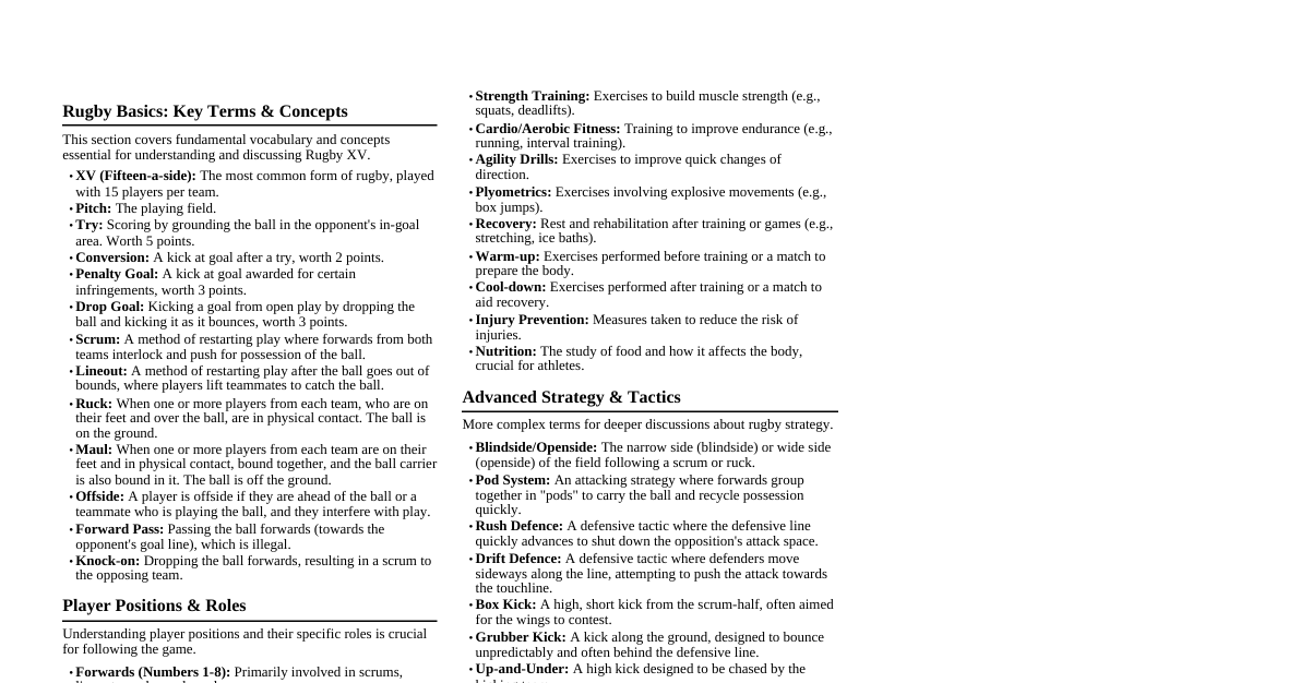 English for Rugby XV