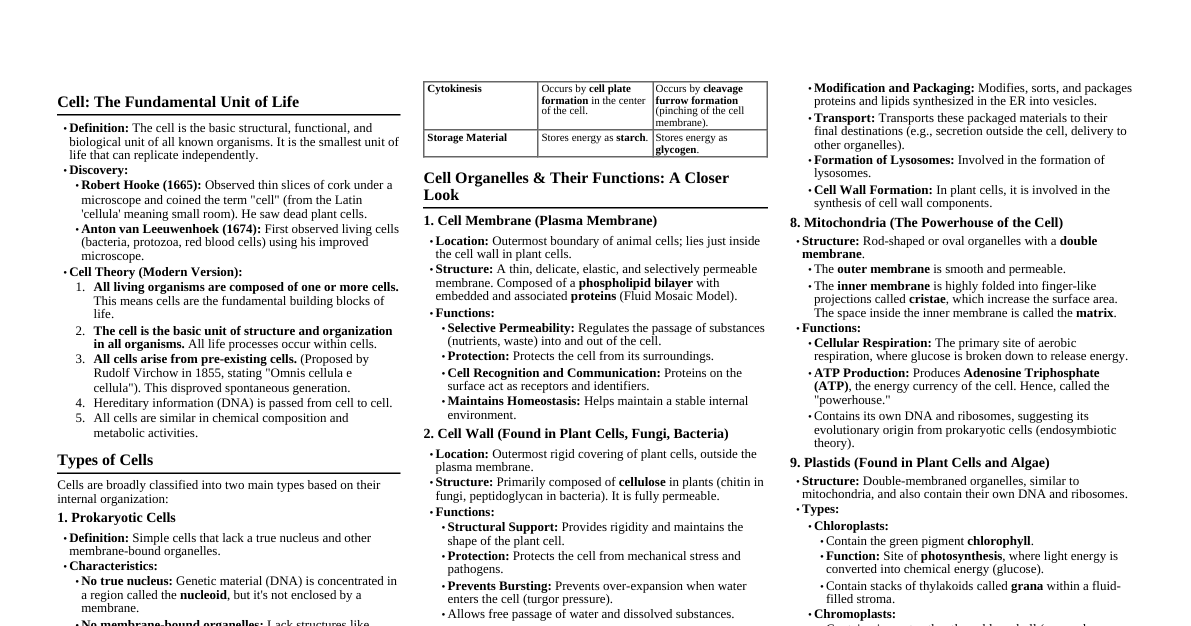 Cell - Class 9 Biology