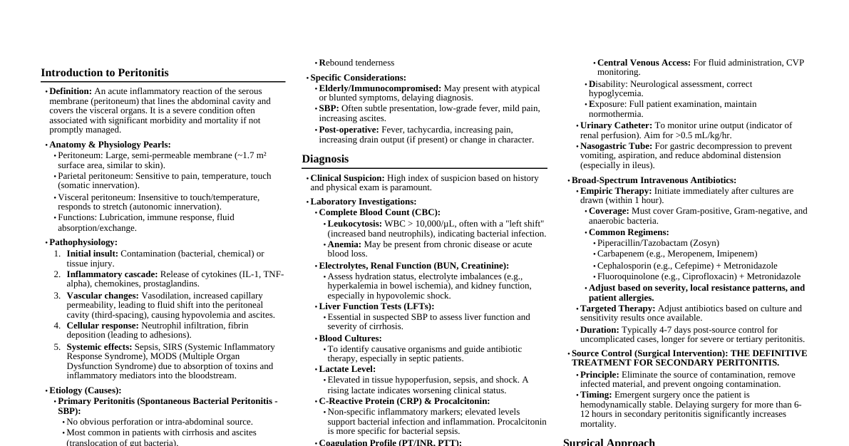 Peritonitis Surgery