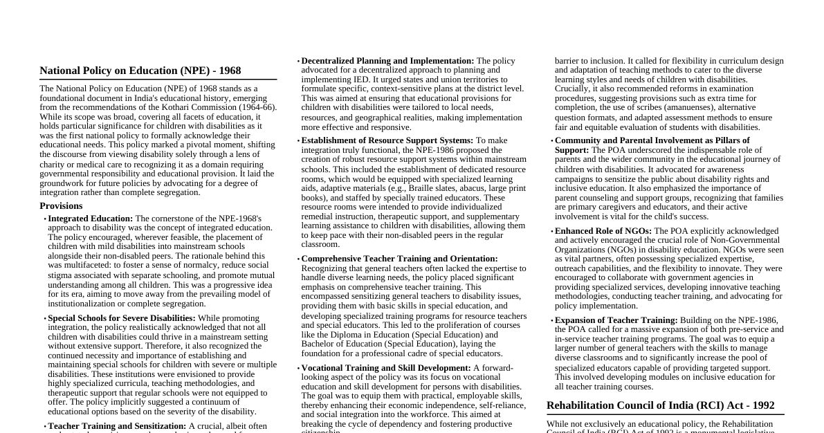 Disability Policies in India
