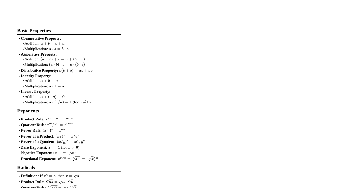 Algebra Fundamentals