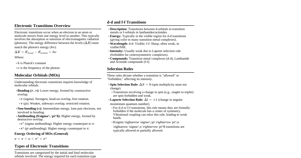Electronic Transitions