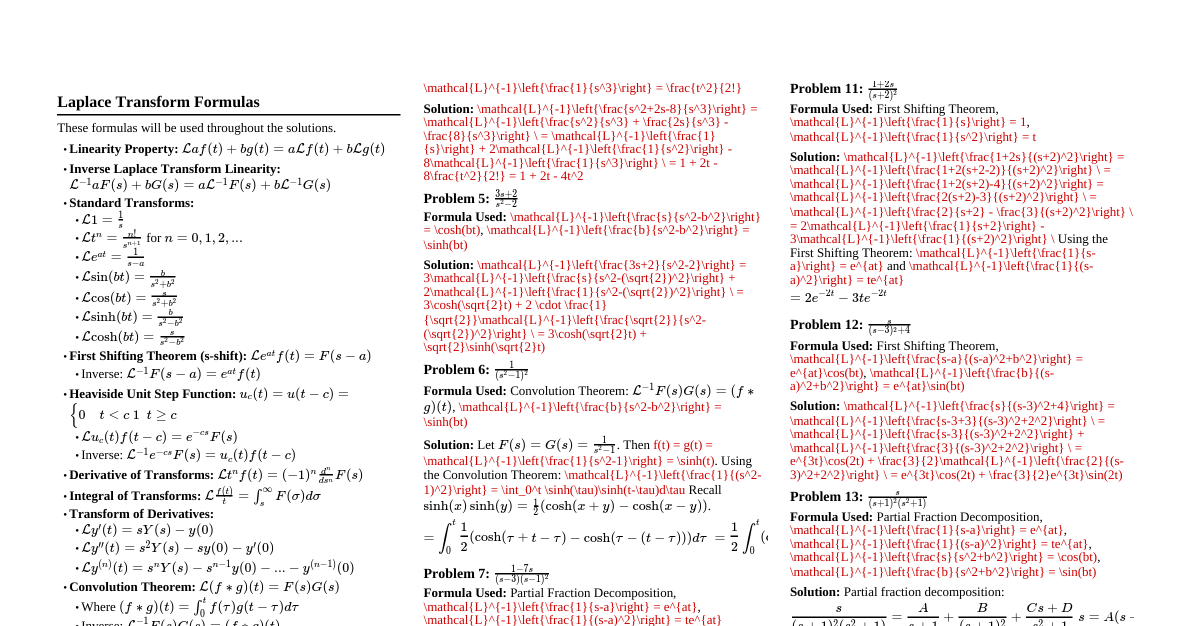 Laplace Transform Problems