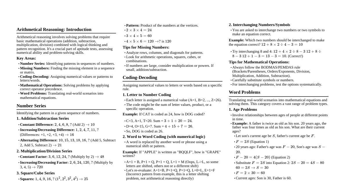 Arithmetical Reasoning