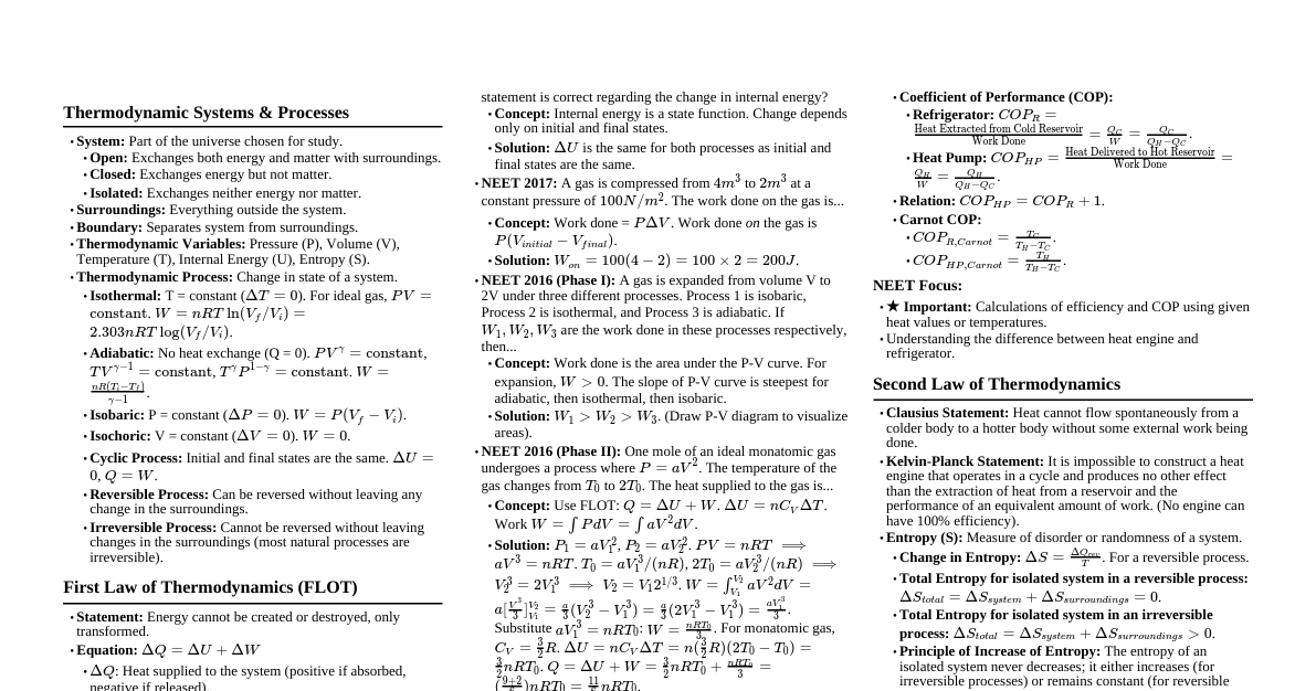 Thermodynamics for NEET