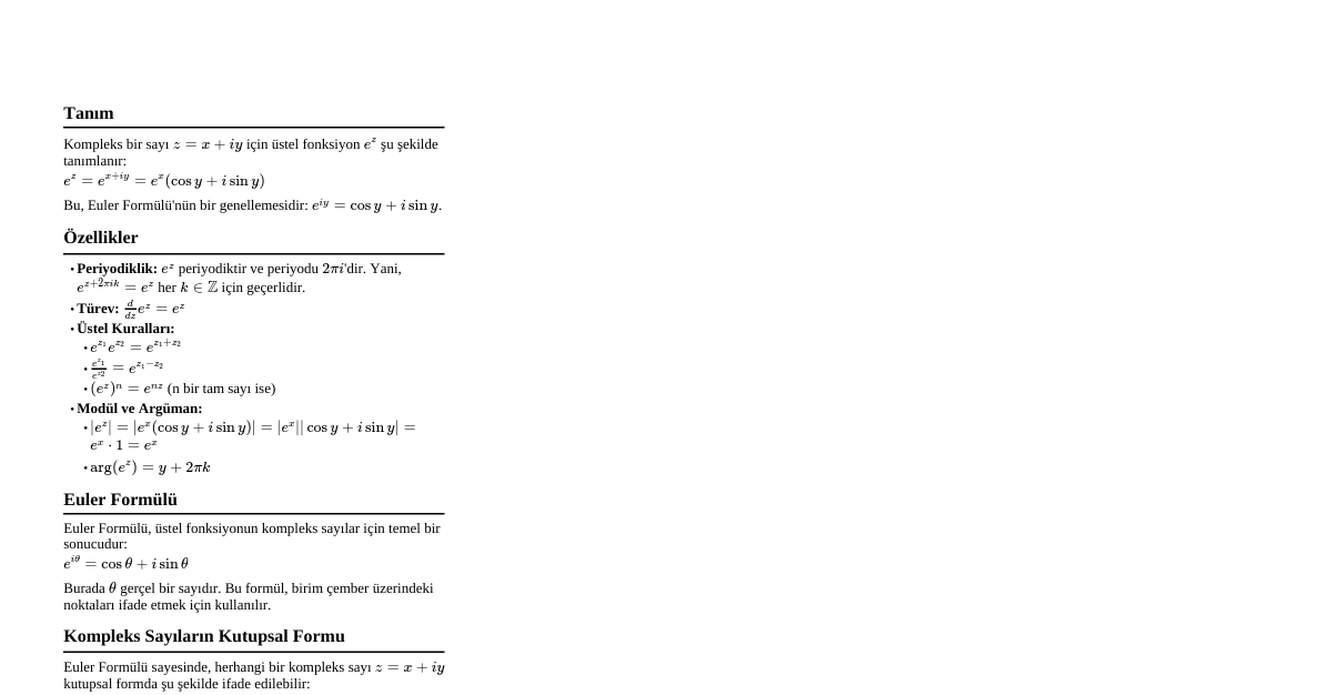 Kompleks Üstel Fonksiyon