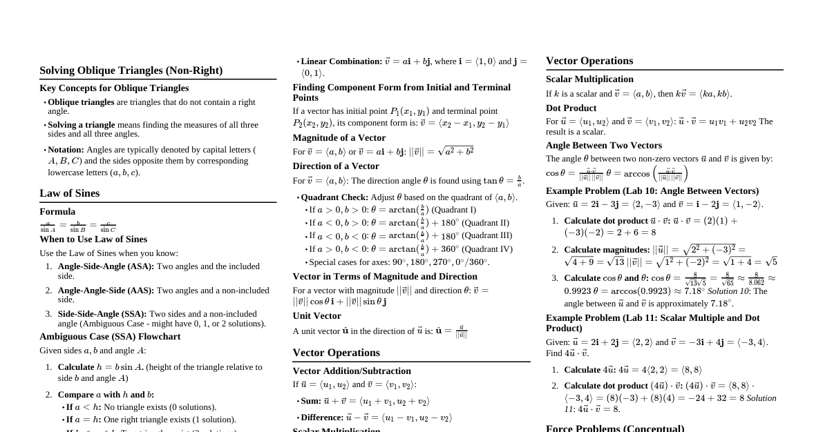 Precalculus II Unit Test Revie