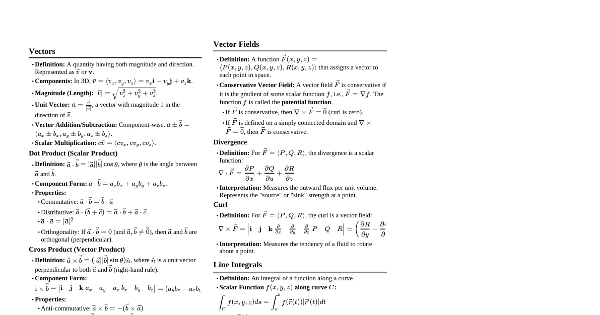 Vectors & Vector Calculus