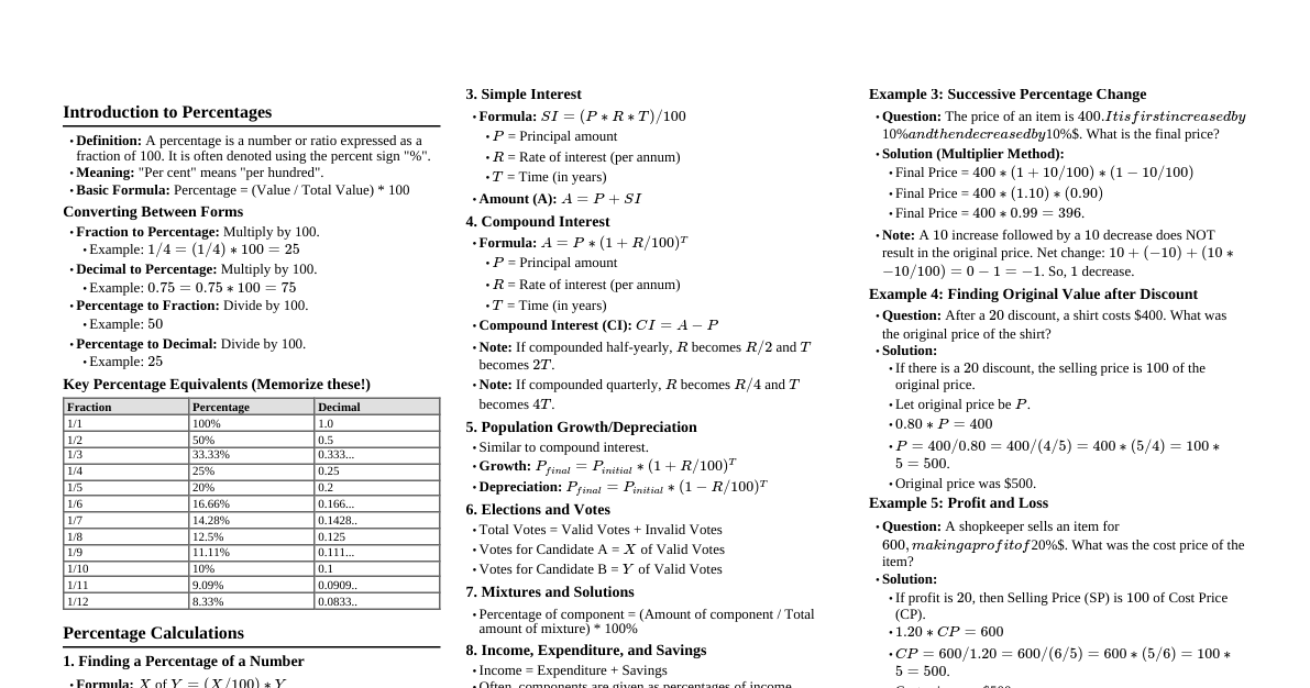 Aptitude: Percentages