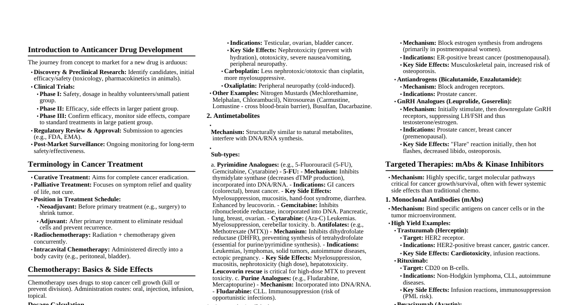 Anticancer Drugs (Pharmacology