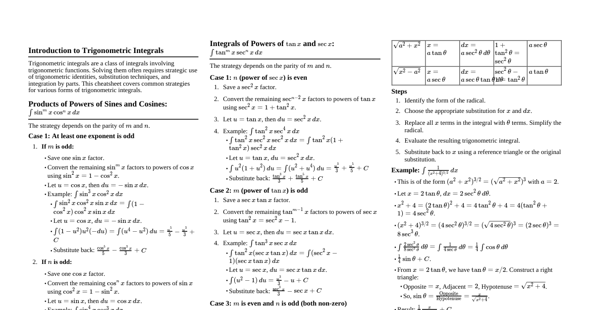 Trigonometric Integrals