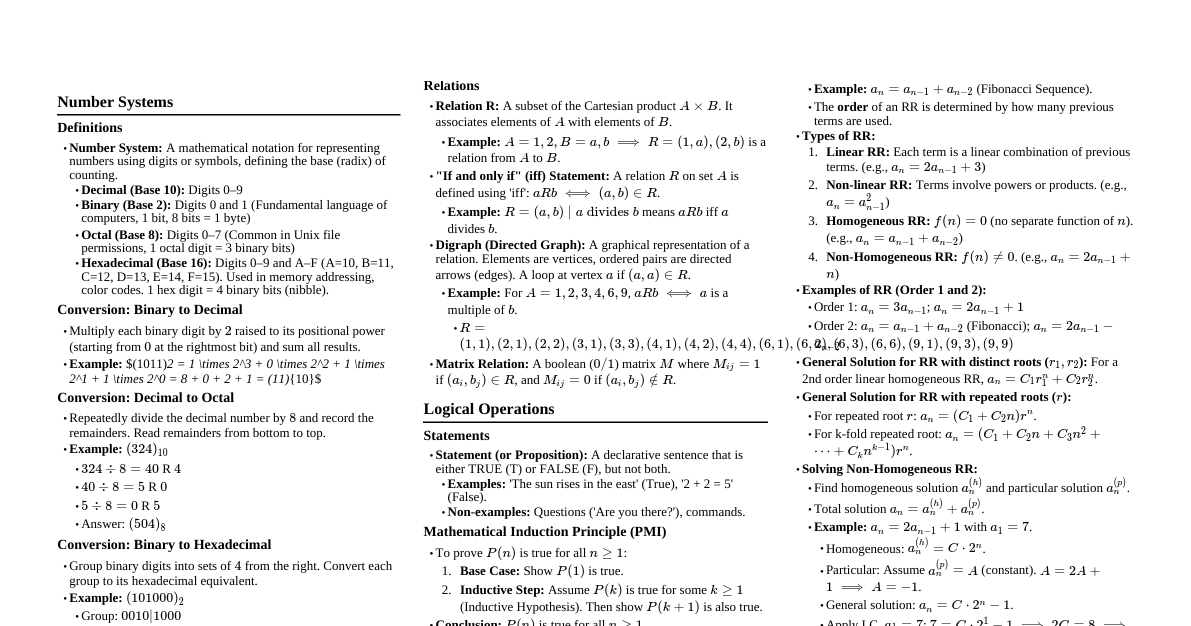 Sem IV Mathematics Summary