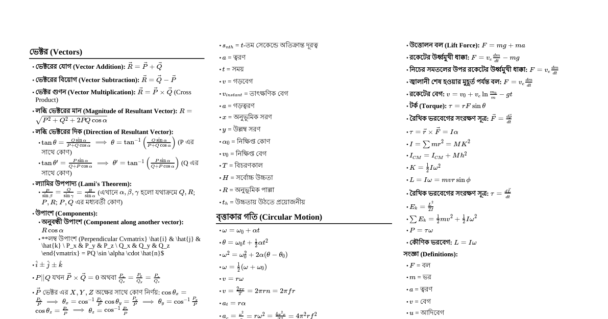 Physics Formulas