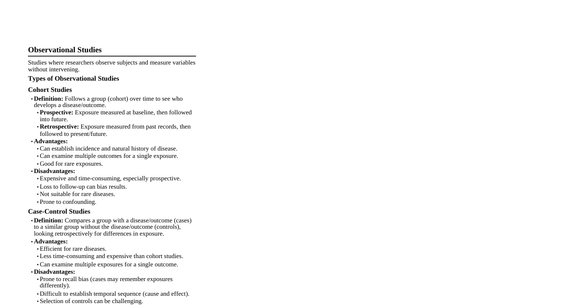 Study Designs Cheatsheet