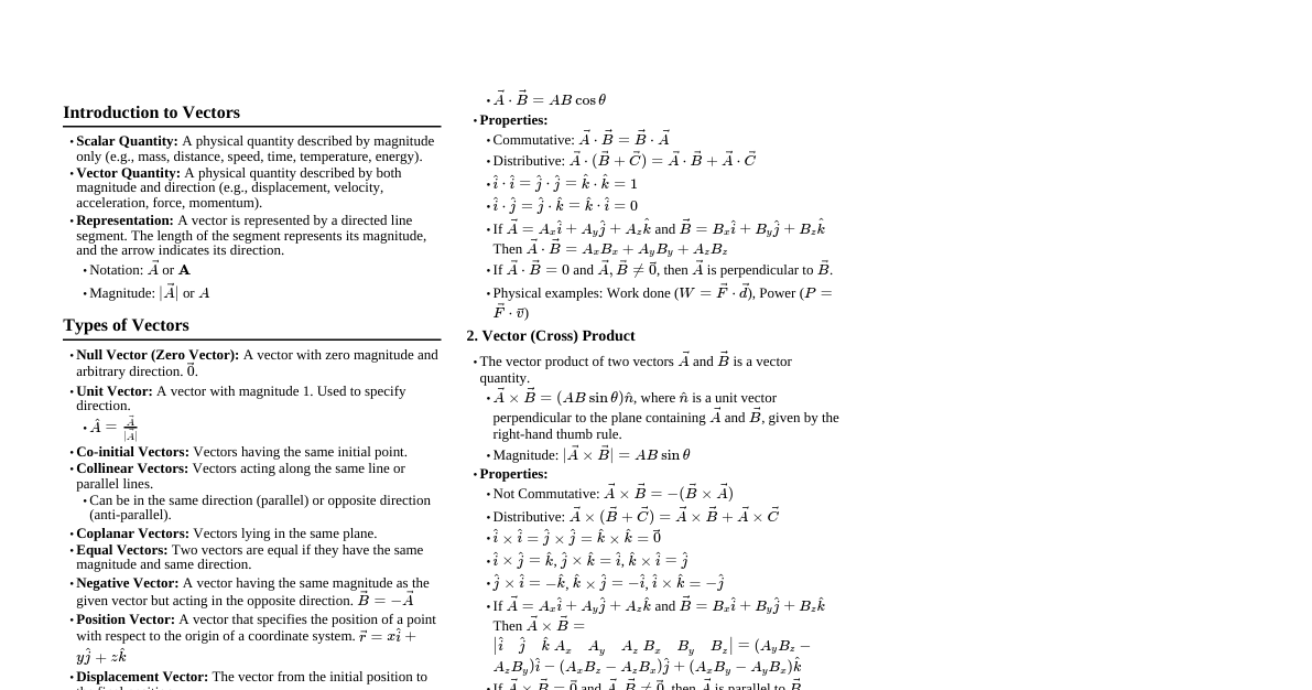 Class 11 Physics: Vectors