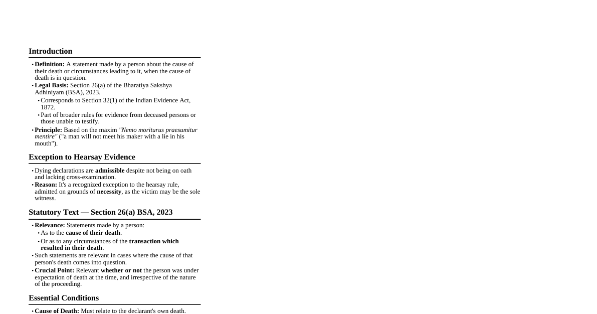Dying Declaration (BSA 2023)