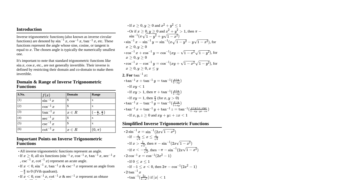 Inverse Trigonometric Function