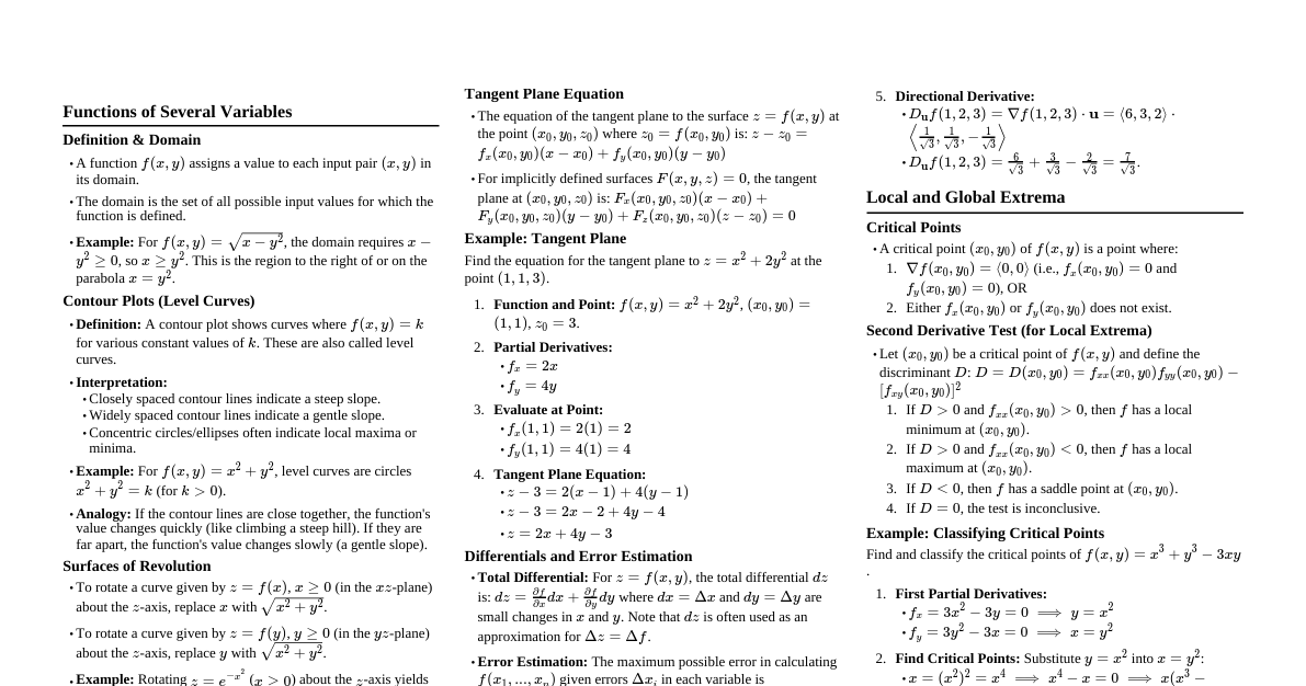 Multivariable Calculus & DEs (continued)