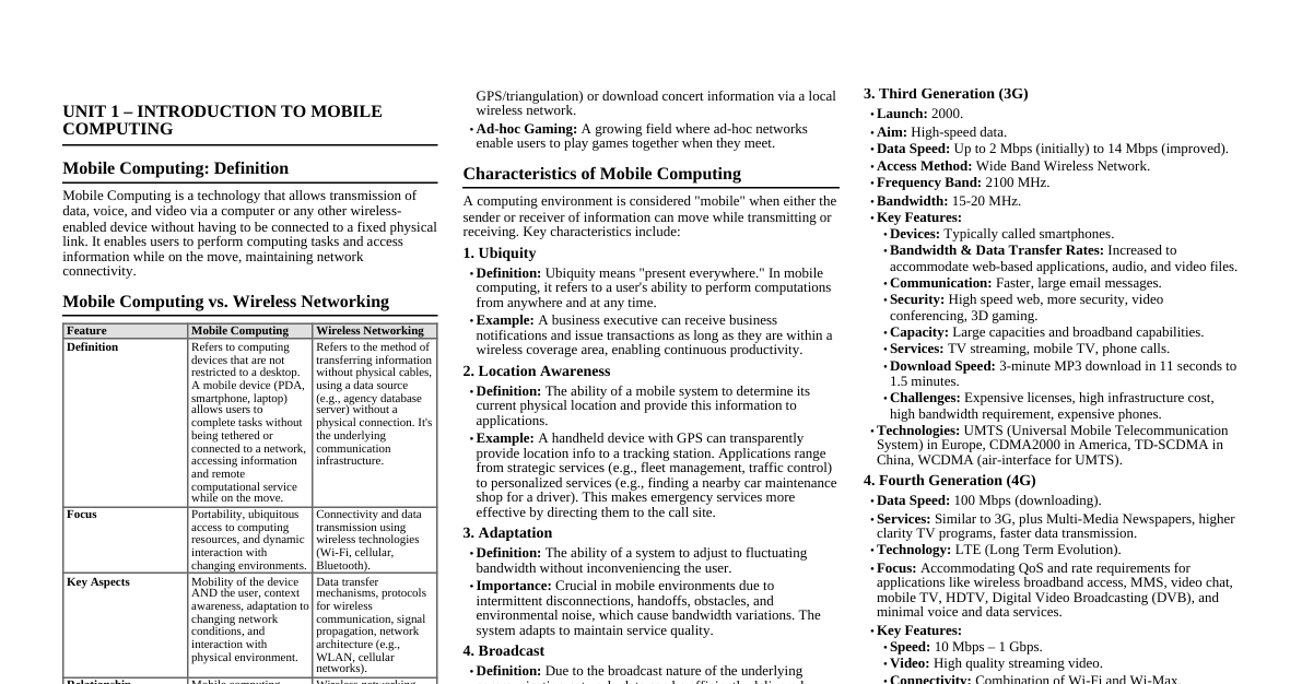 Mobile Computing - Unit 1