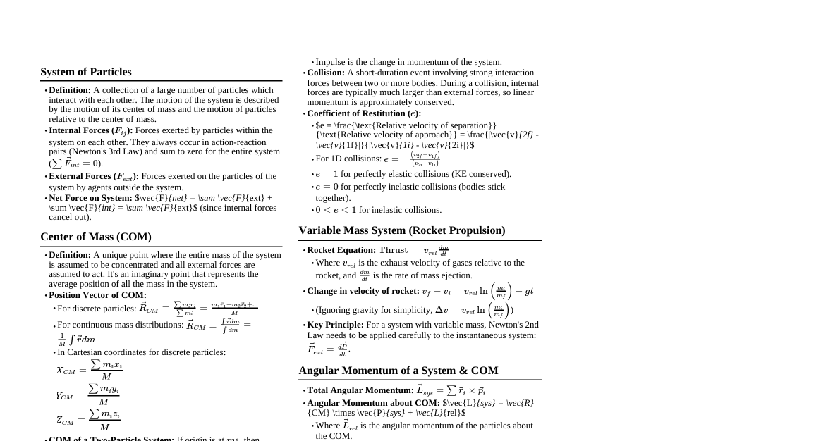 System of Particles & COM