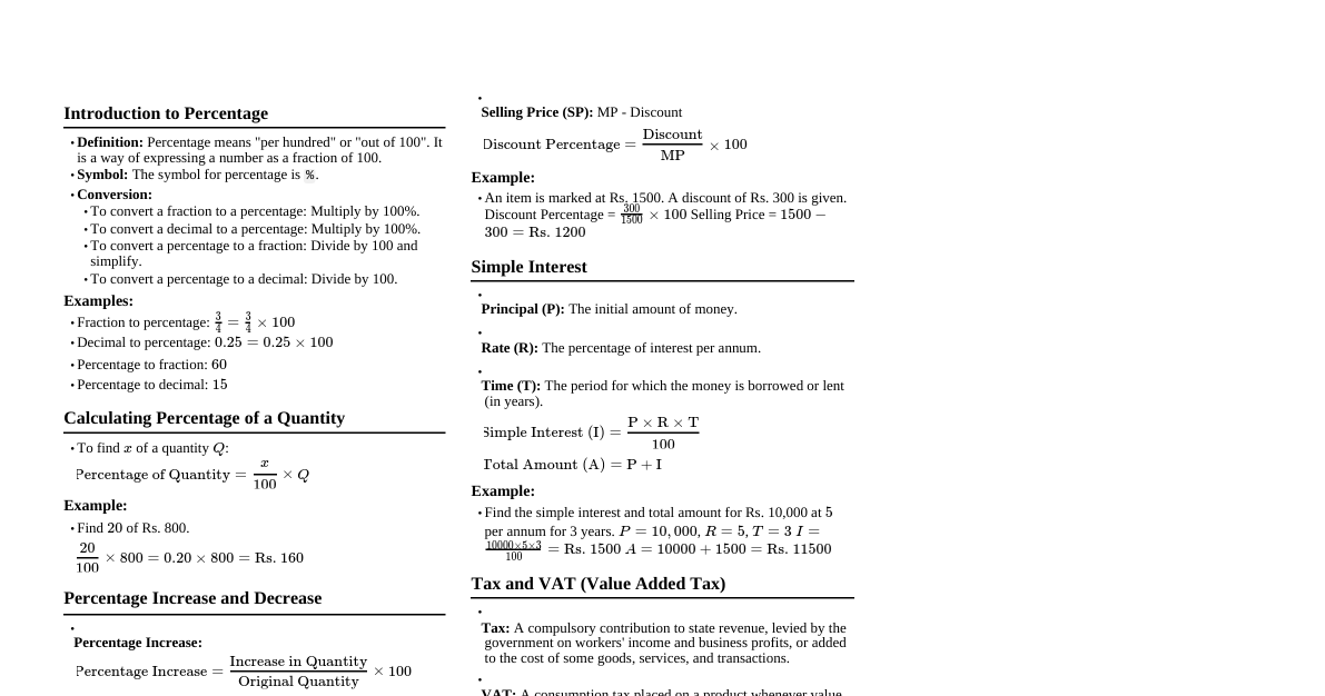 Grade 11 Math: Percentage