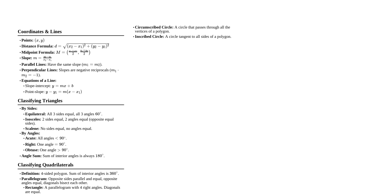 Basic Geometry & Trig