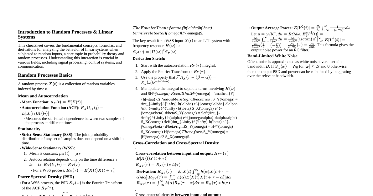 Linear Systems & Random Inputs
