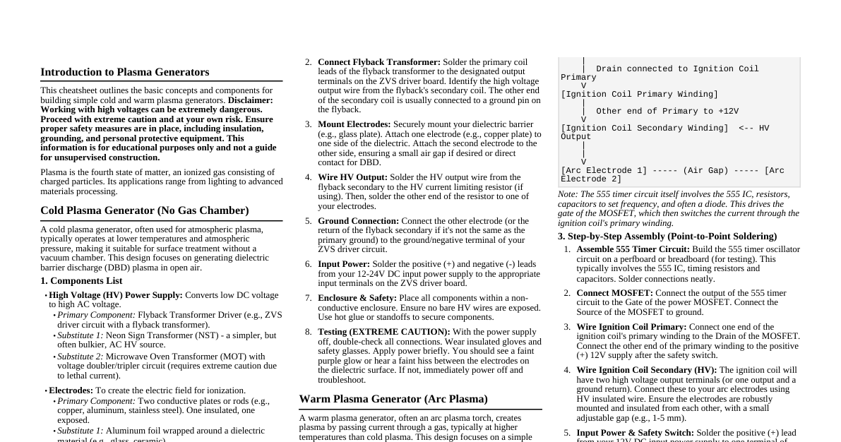 Plasma Generators DIY