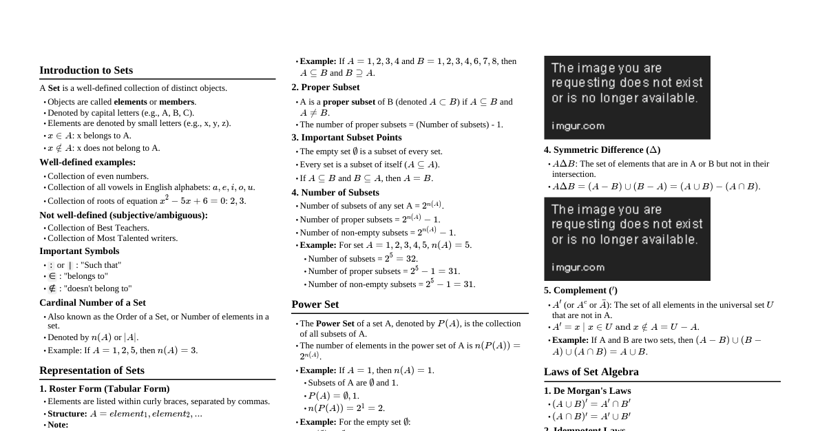 Set Theory Cheatsheet