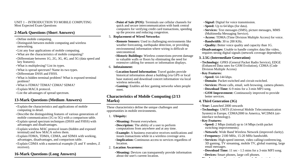 Mobile Computing - Unit 1