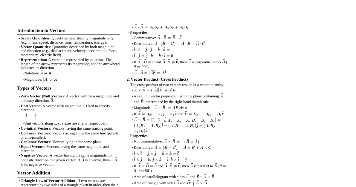 Class 11 Physics Vectors