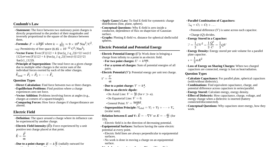 Electrostatics - Class 12