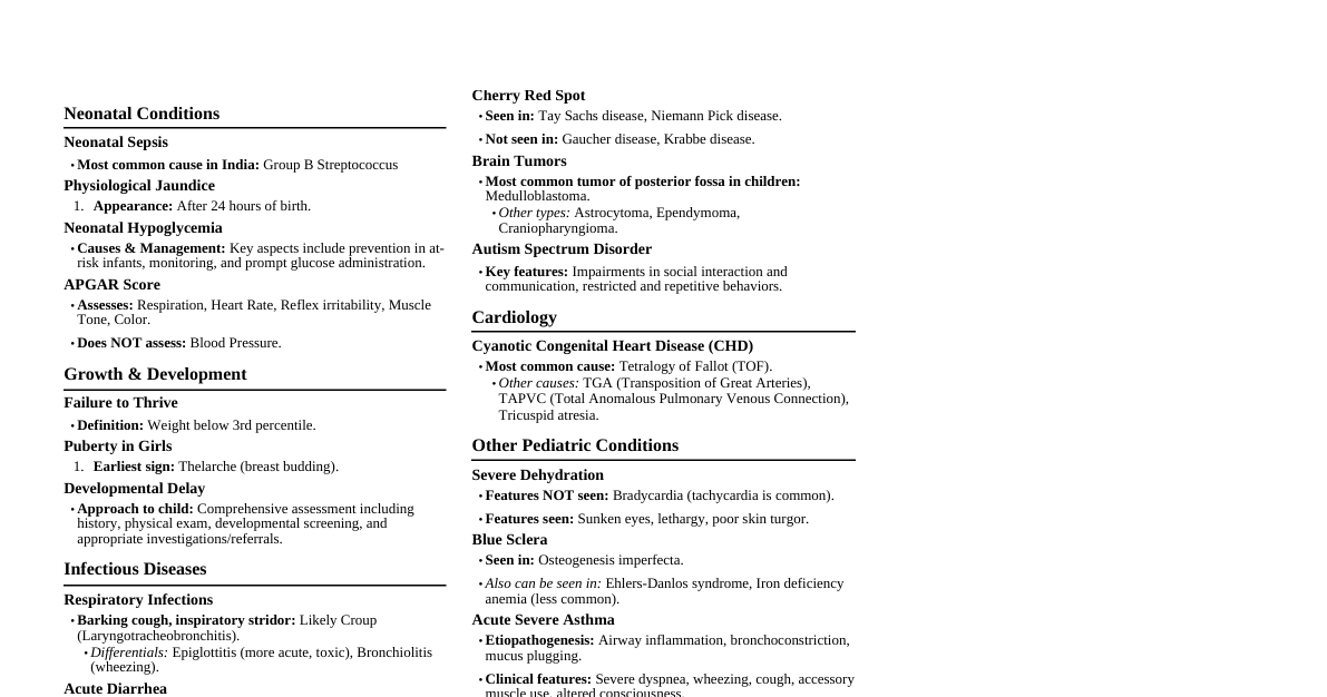 Paediatrics Exam Prep