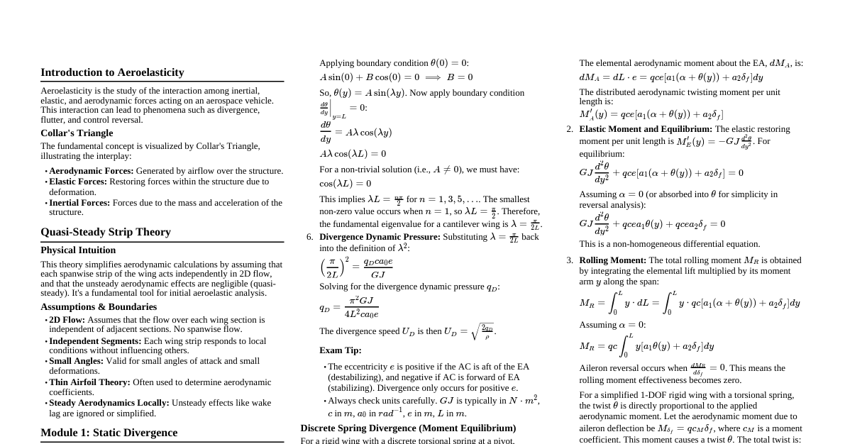 Aeroelasticity Master Notes