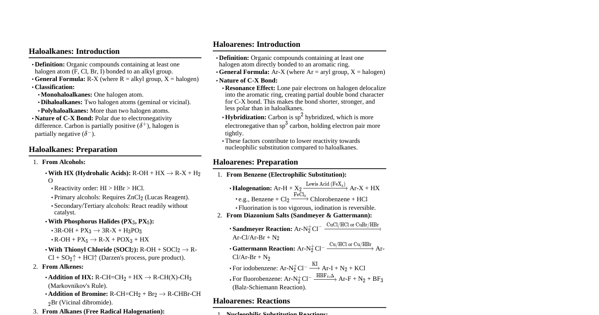 Haloalkanes & Haloarenes